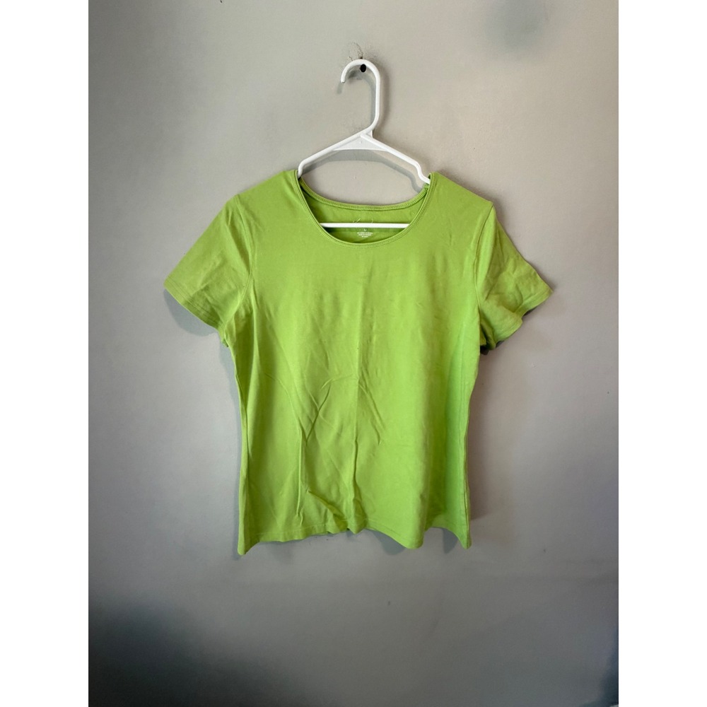 Kim Rogers Womens Lime Green Short Sleeve Scoop Neck Cotton Blend T-Shirt Size M
